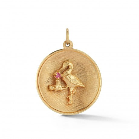 Estate Stork Disc Charm