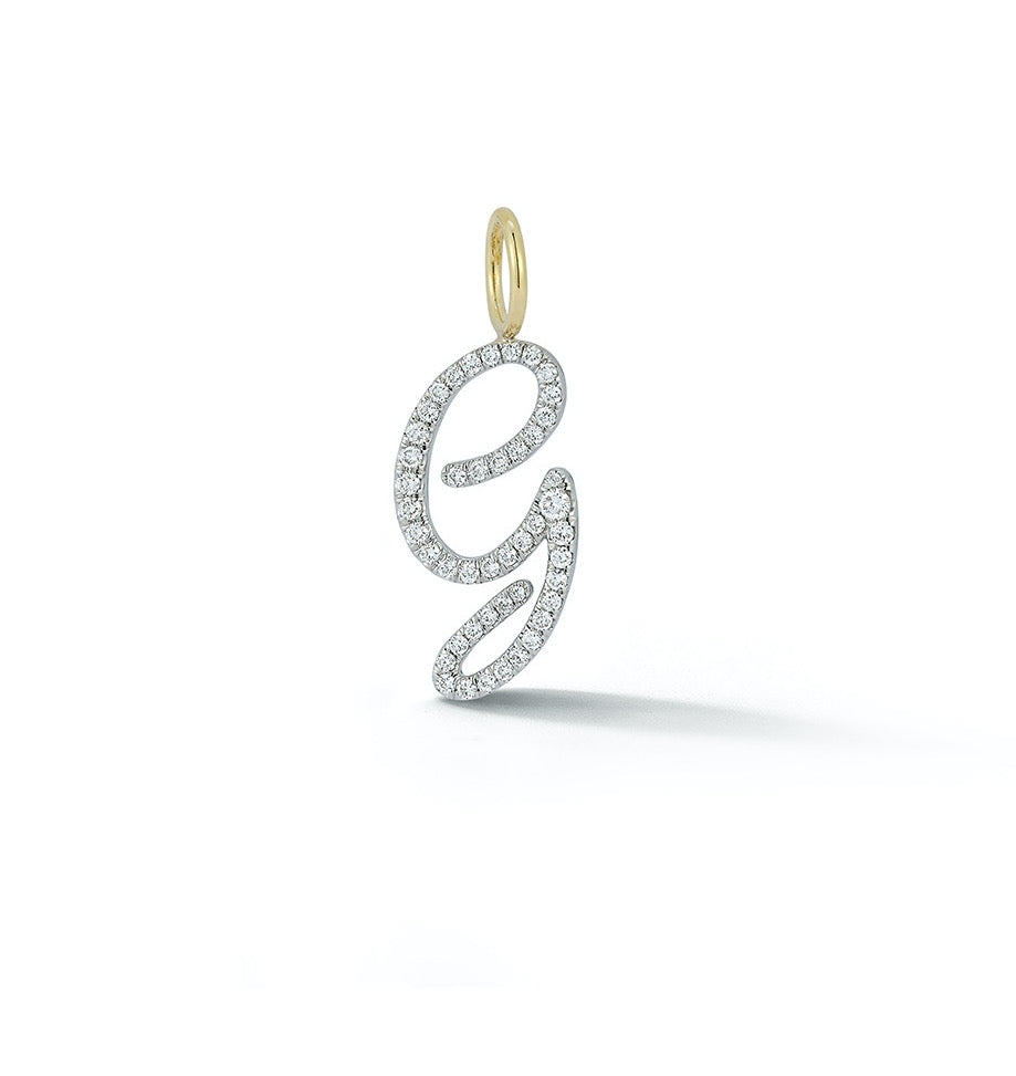 Large Diamond Script Initial Charm