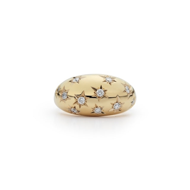 Diamond Starburst Dome Ring