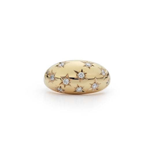 Diamond Starburst Dome Ring