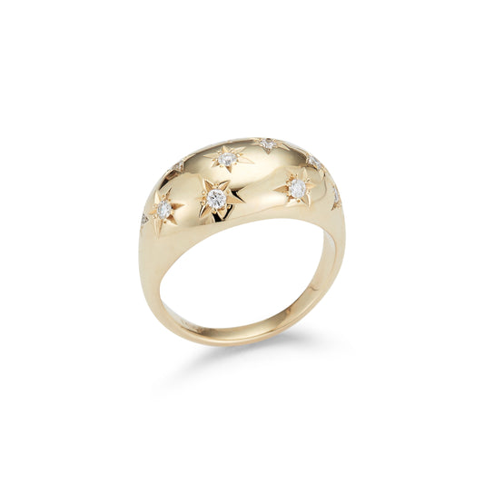 Diamond Starburst Dome Ring