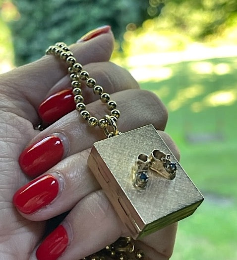 Estate Large Sapphire Baby Shoe Locket