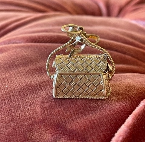 Estate 18k Rare Flower Basket Charm