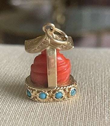 Estate Coral and Turquoise Buddha Charm