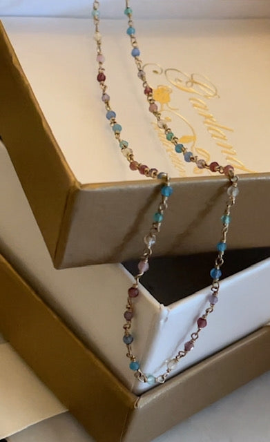 Gold French Wire and Semi-precious Stone Bead Chains