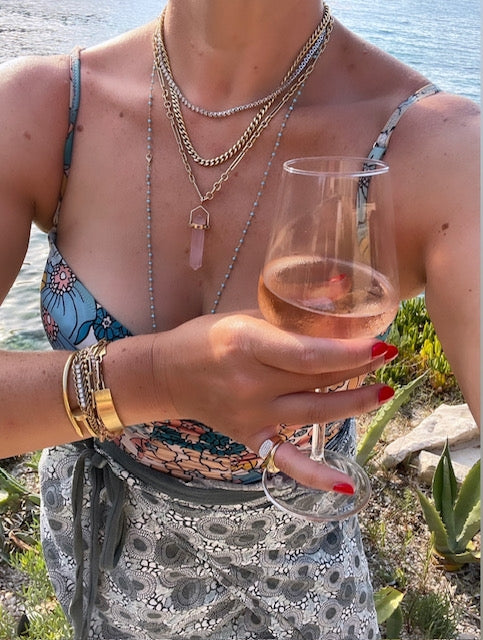 Gold French Wire and Semi-precious Stone Bead Chains