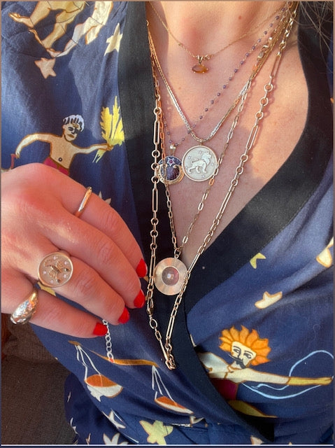 Gold French Wire and Semi-precious Stone Bead Chains