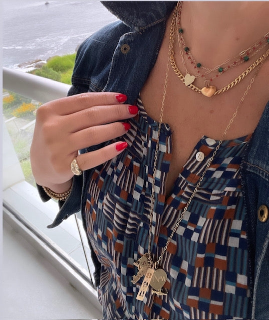 Gold French Wire and Semi-precious Stone Bead Chains