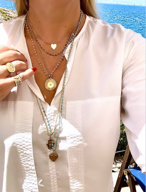 Gold French Wire and Semi-precious Stone Bead Chains