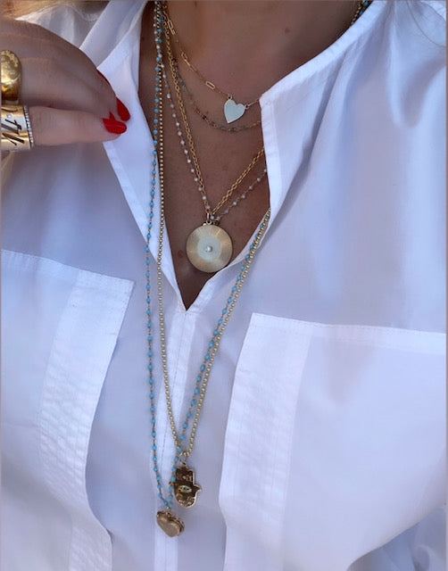 Gold French Wire and Semi-precious Stone Bead Chains