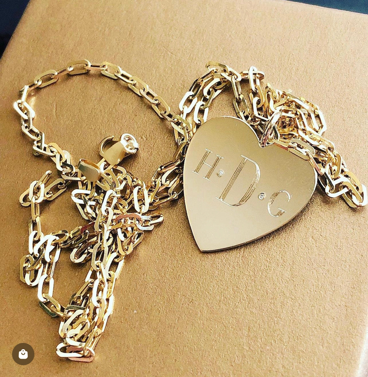 Monogram Diamond Heart Charm