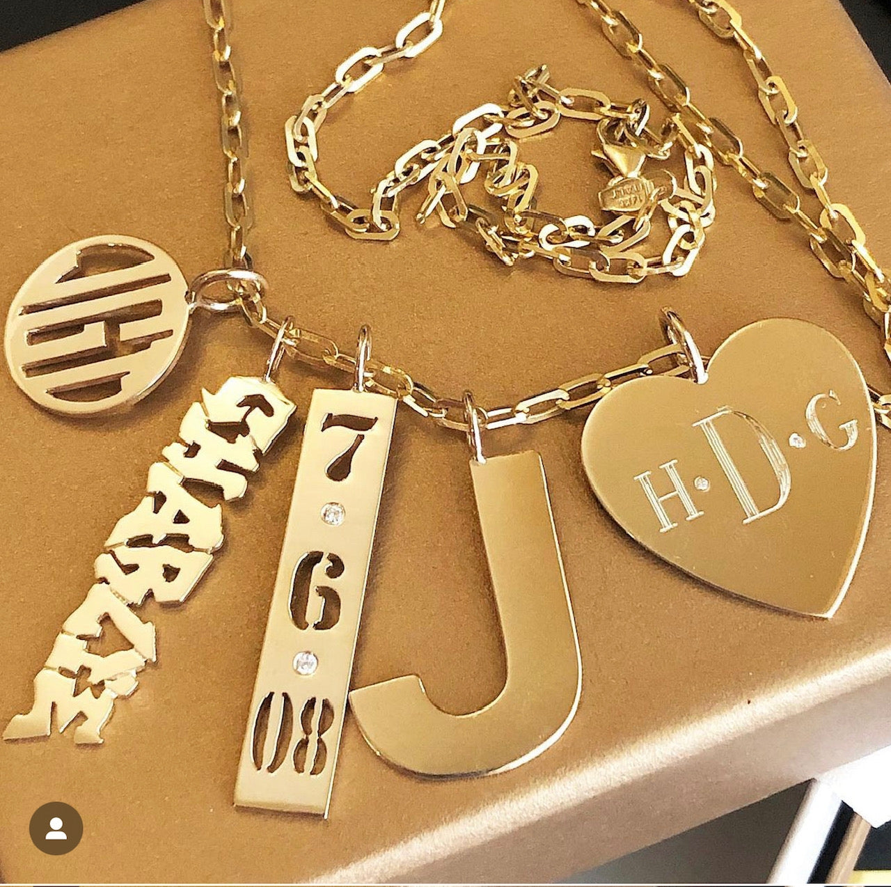 Monogram Diamond Heart Charm
