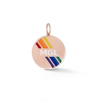 Rainbow Monogram Stripe Enamel Medallion
