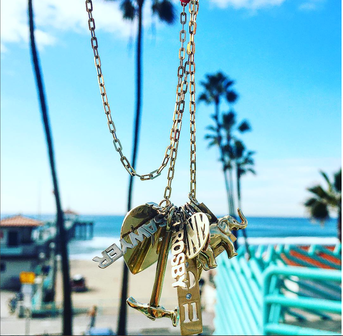 Gold Elongated Rectangular Link Necklace