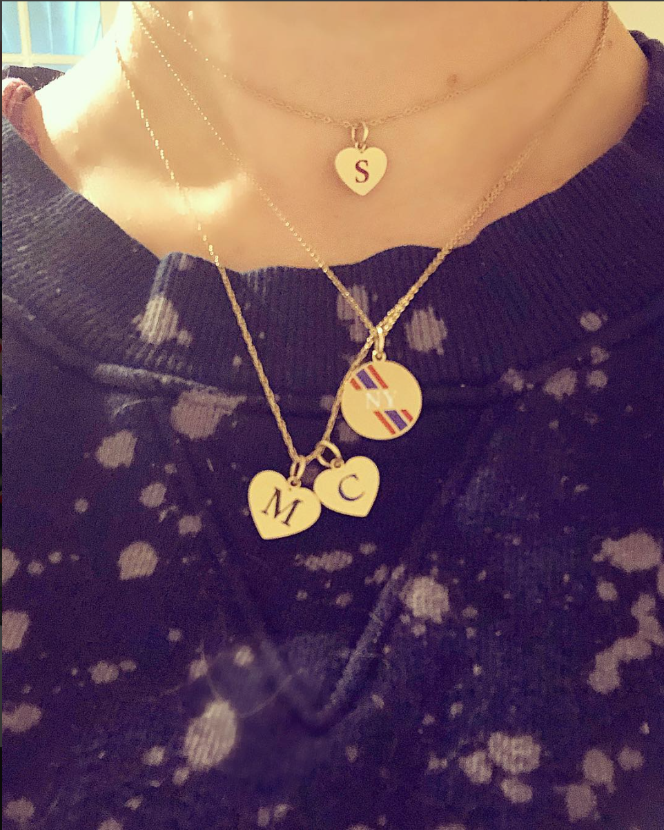 Petite Round Personalized Enamel Stripe Charm