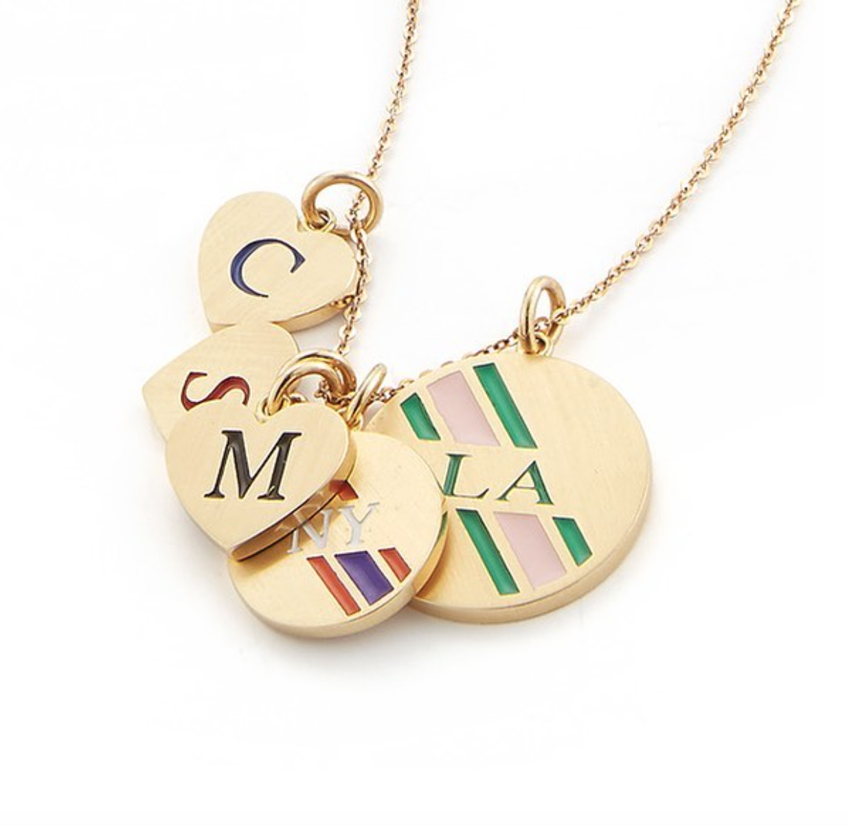 Round Personalized Enamel Stripe Charm