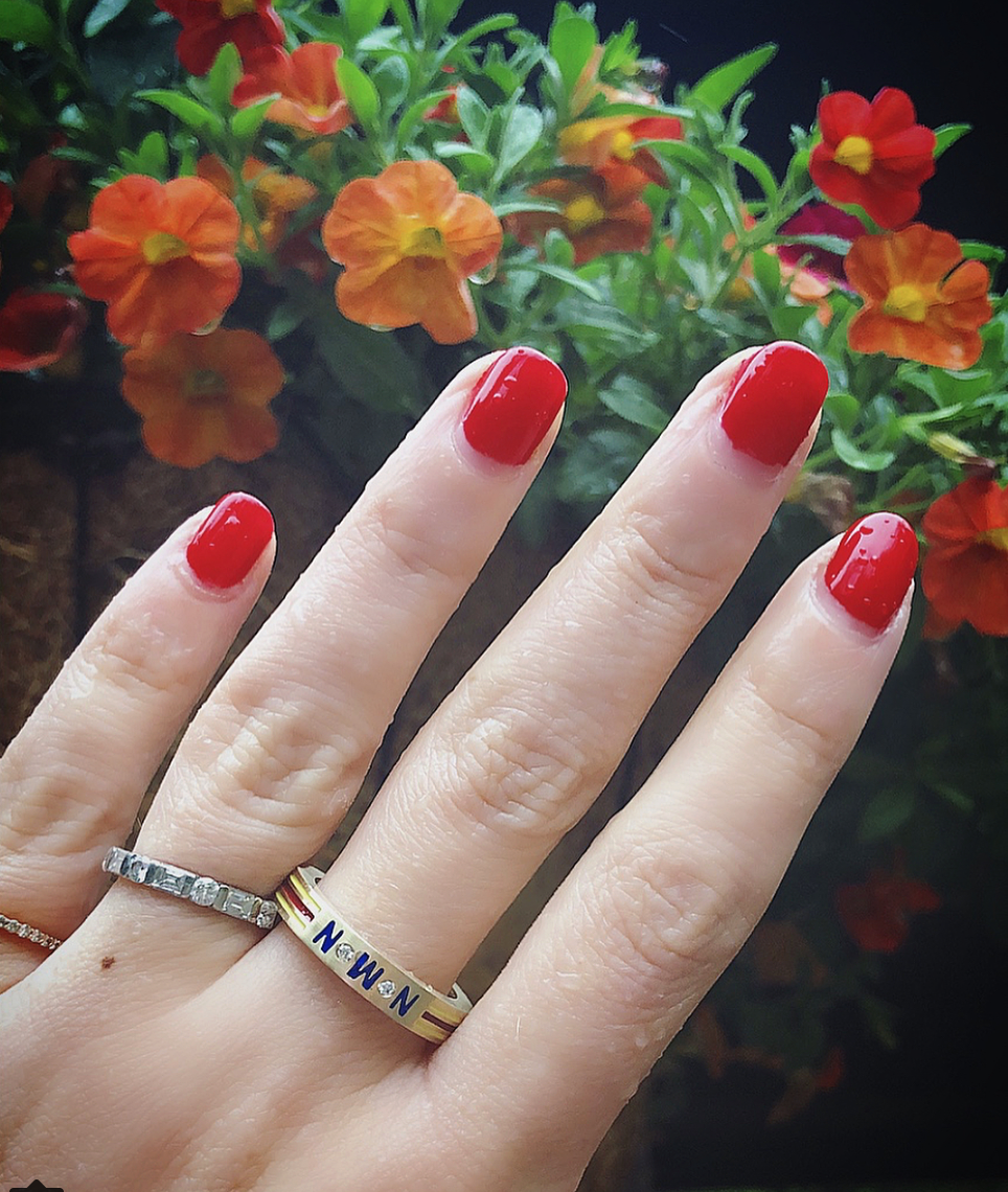 Personalized Enamel Striped Band Ring