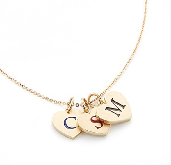 Enamel Initial Heart Charm