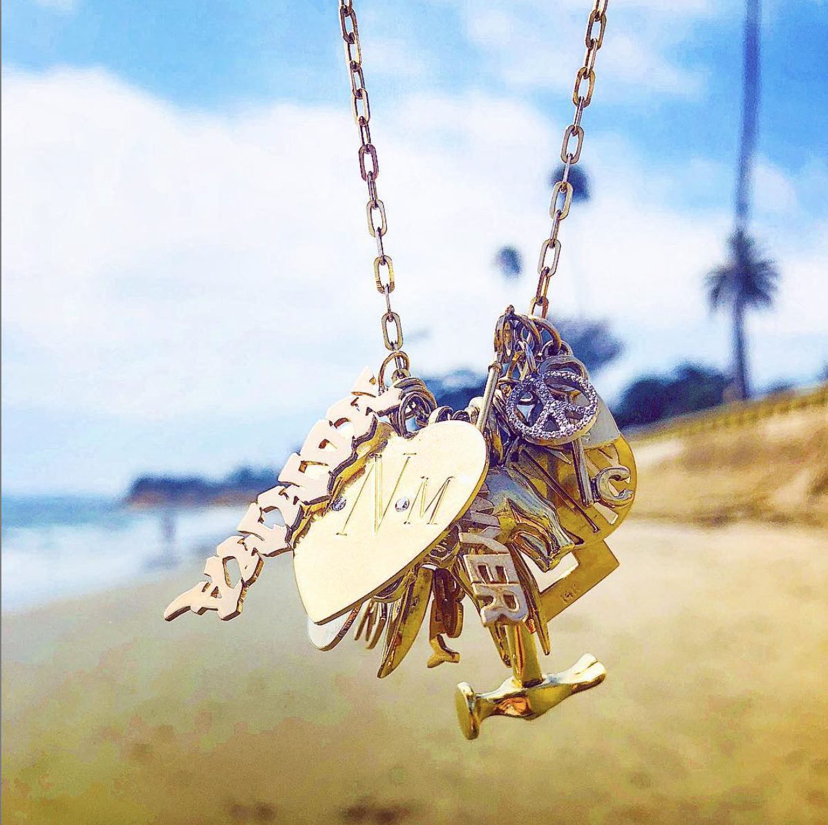 Monogram Diamond Heart Charm