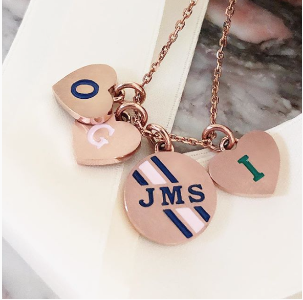 Enamel Initial Heart Charm